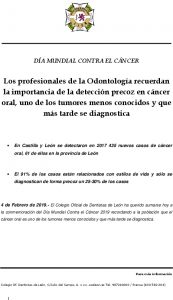 Los profesionales de la Odontología recuerdan la importancia de la detección precoz en cáncer oral, uno de los tumores menos conocidos y que más tarde se diagnostica