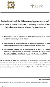 Profesionales de la Odontología ponen cerco al cáncer oral con exámenes clínicos gratuitos a los ciudadanos durante el mes de noviembre