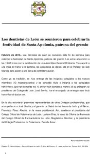 Nota De Prensa Festividad Santa Apolonia (2015)