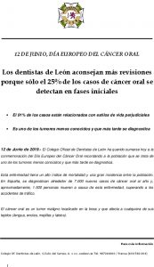 Los dentistas de León aconsejan más revisiones porque sólo el 25% de los casos de cáncer oral se detectan en fases iniciales