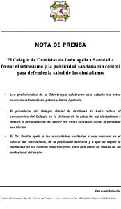 El Colegio de Dentistas de León apela a Sanidad a frenar el intrusismo y la publicidad sanitaria sin control para defender la salud de los ciudadanos