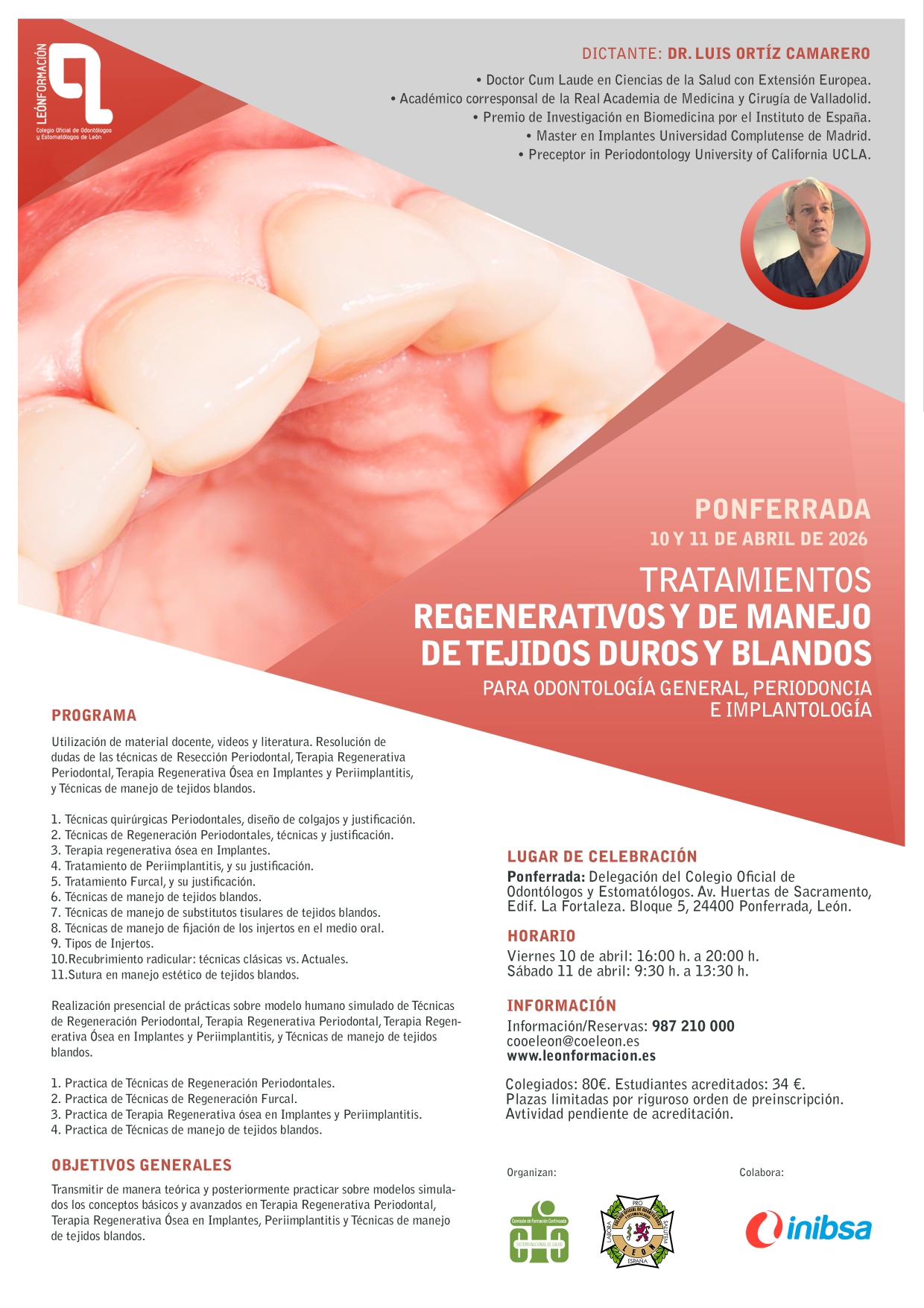 Curso en Ponferrada sobre tratamientos regenerativos y de manejo de tejidos duros y blandos